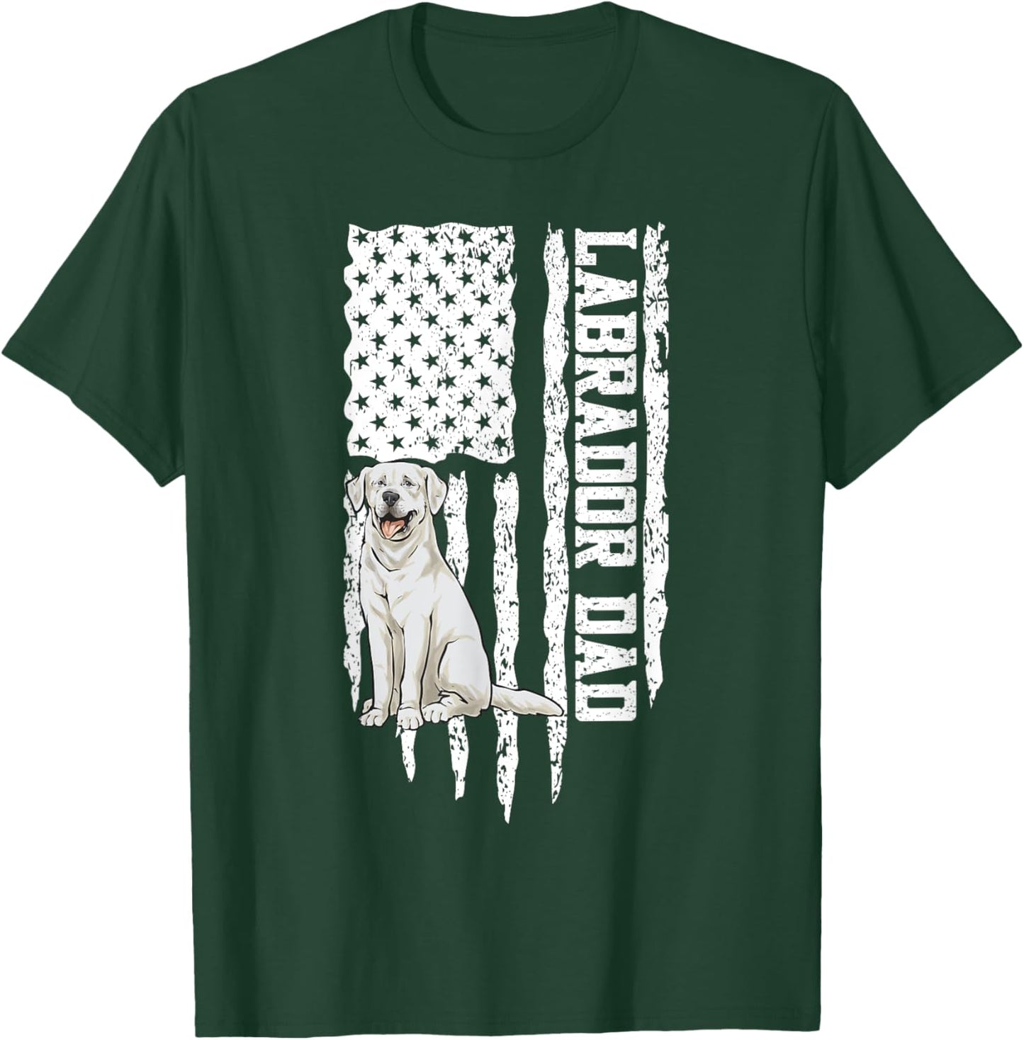 White Labrador Dad American Flag White Lab T-Shirt - T-Shirt | Forest