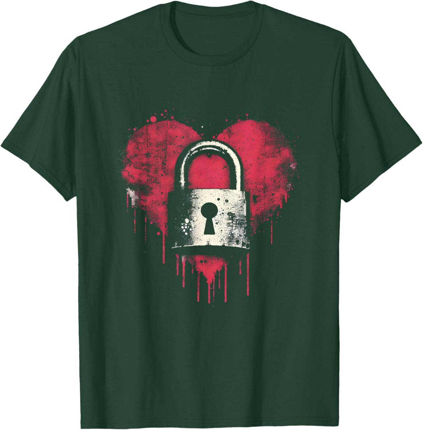 Locked Heart - Vintage Lock Heart Valentine's Day Couple T-Shirt - T-Shirt | Forest
