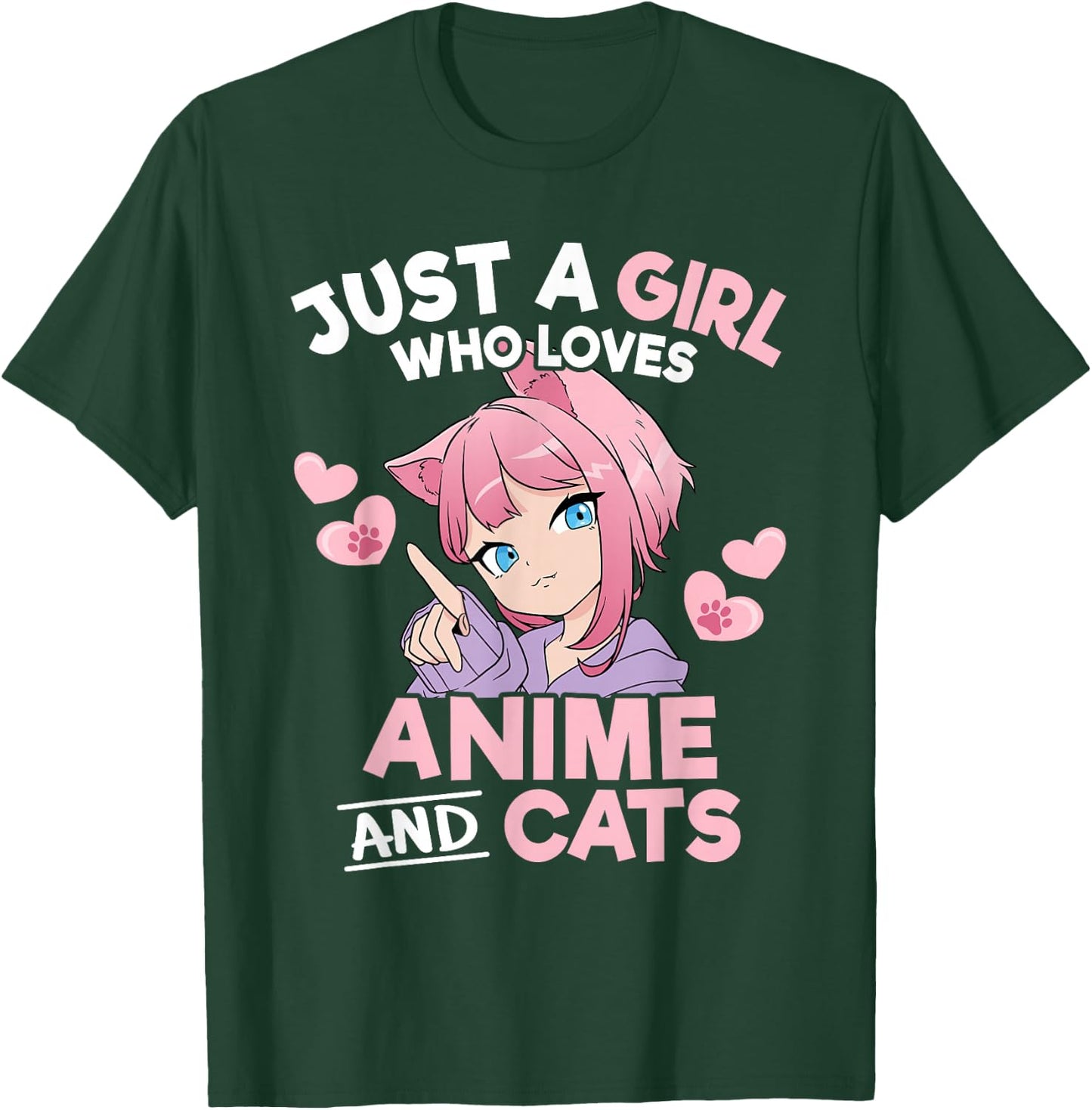 Just A Girl Who Loves Anime and Cats Cute Otaku Manga T-Shirt - T-Shirt | Forest
