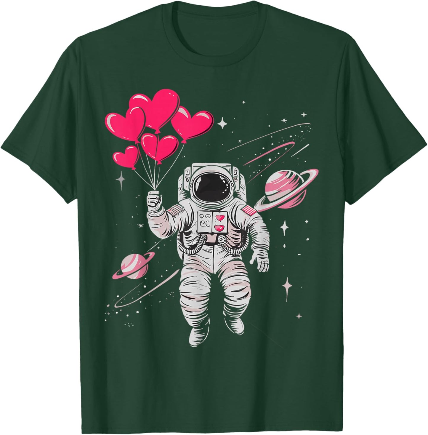 Valentines Day Space Astronaut Heart Balloons Toddler Boys T-Shirt - T-Shirt | Forest