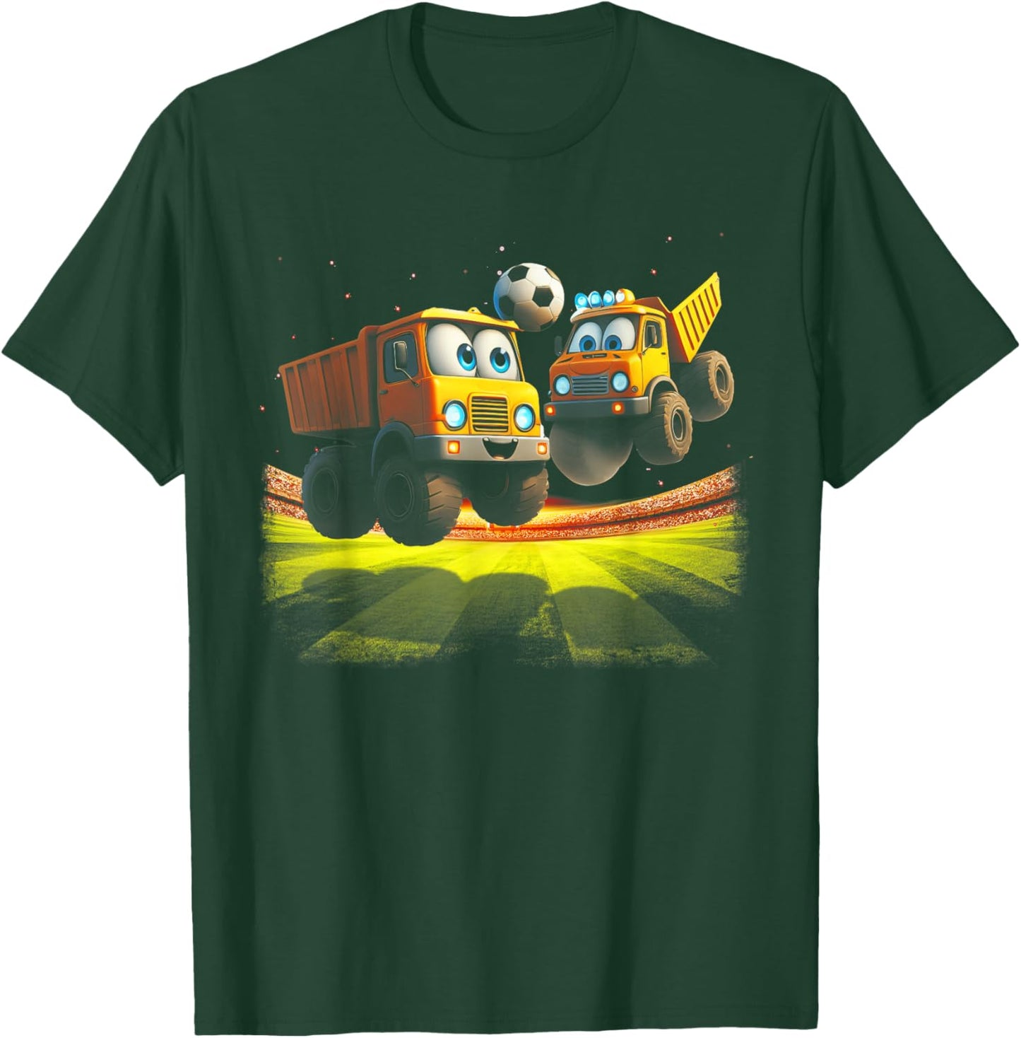 Soccer Ball Kids Football Construction Trucks Toddler Boys T-Shirt - T-Shirt | Forest