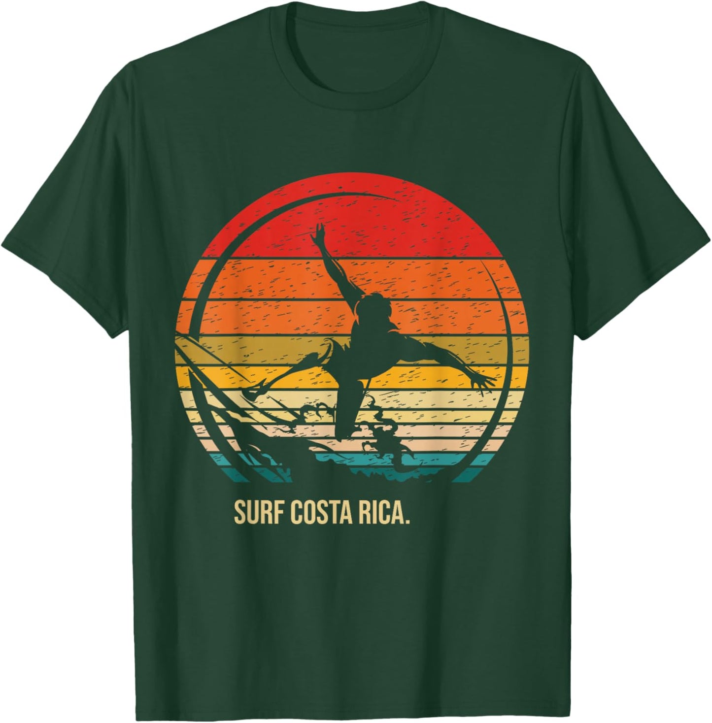 Vintage Surf Costa Rica Retro Surfer Surfing T-Shirt - T-Shirt | Forest