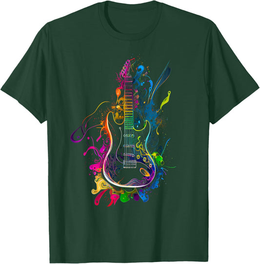 Electric Guitar Colors Colorful Musician Guitar Gift Gui T-Shirt - T-Shirt | Forest
