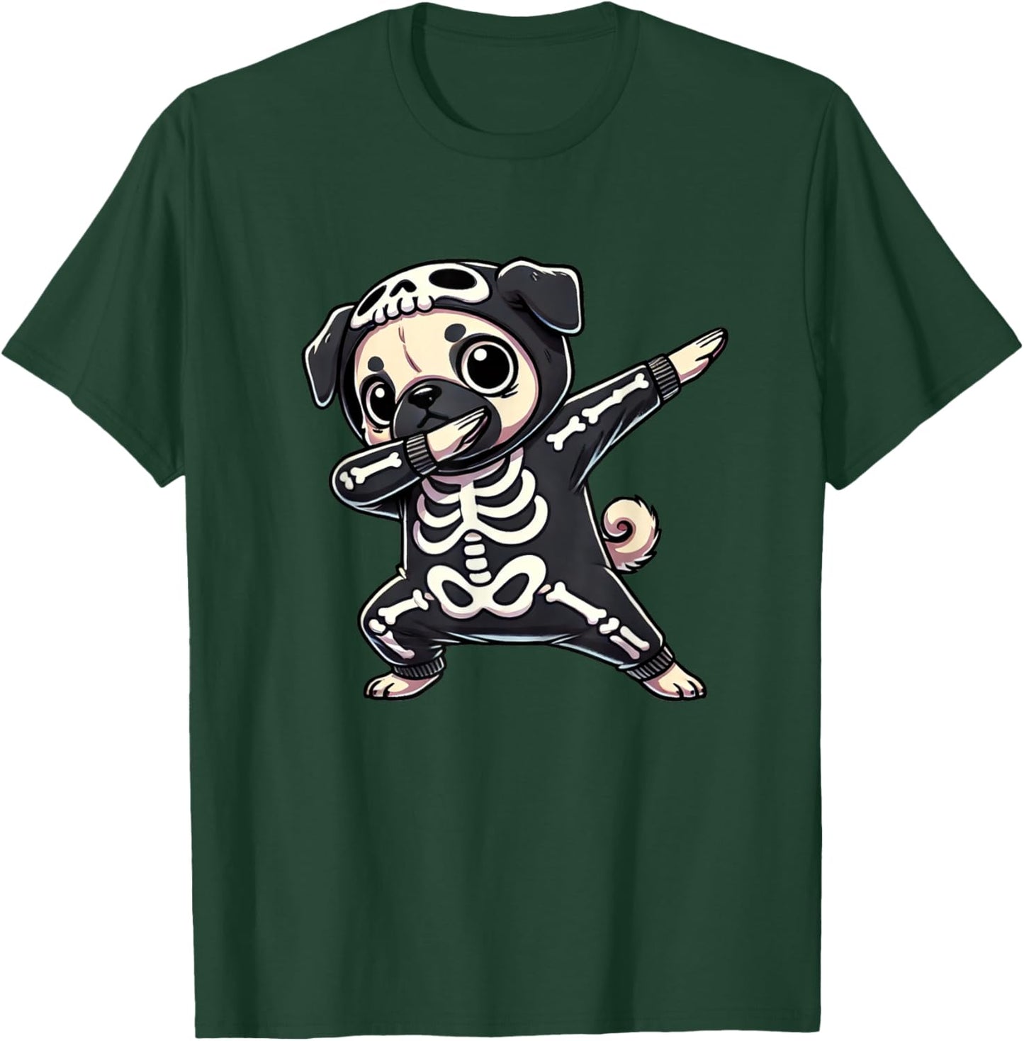 Pug Halloween Skeleton Cute Pug Kids T-Shirt - T-Shirt | Forest