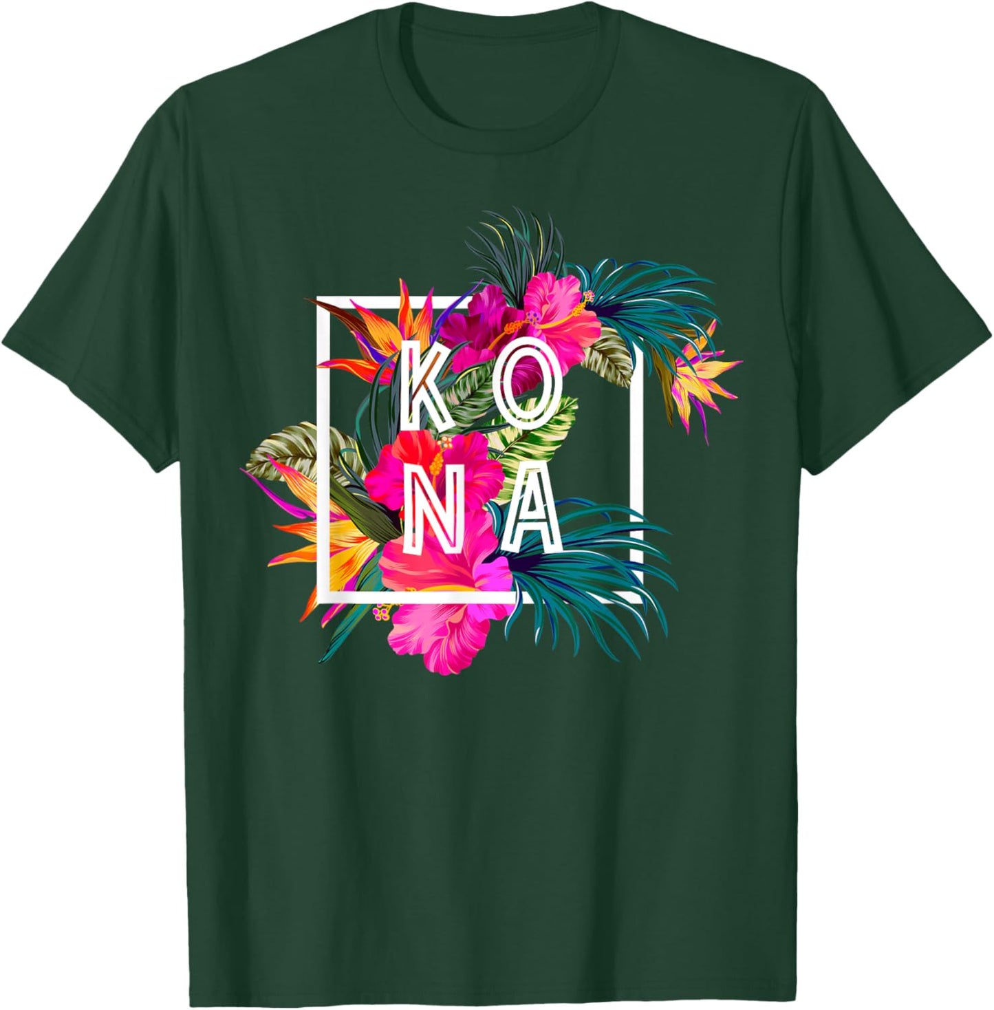 Hawaii Hibiscus Flowers Kona Aloha State Tropic Islands T-Shirt - T-Shirt | Forest