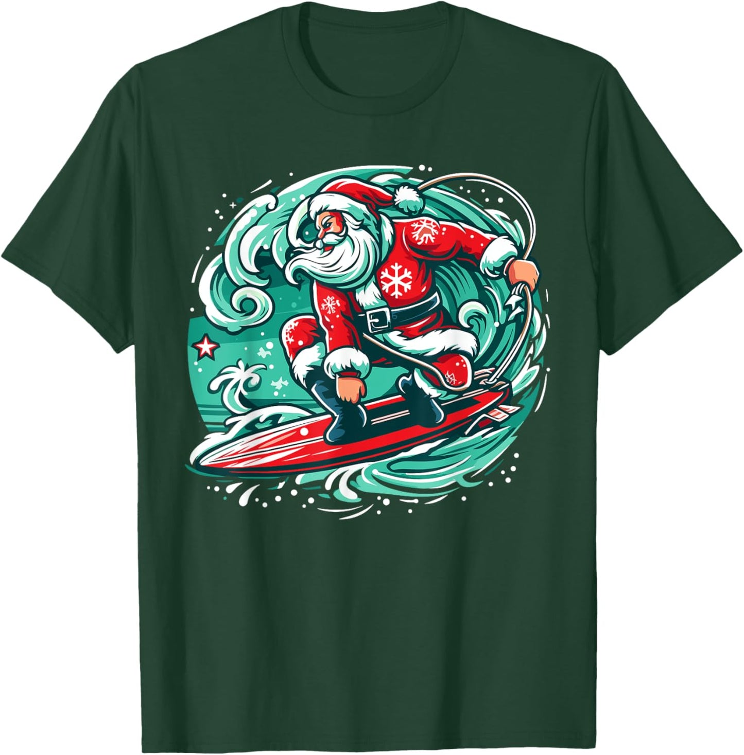 Christmas in July Santa Hawaiian Summer Surf Surfing Surfer Men Women Kids T-Shirt - T-Shirt | Forest