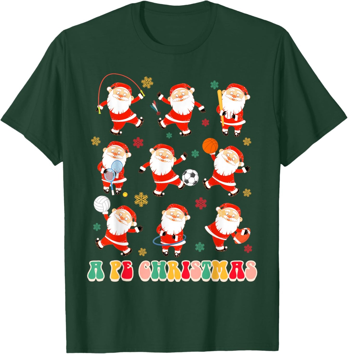 Funny Santa PE Teacher Christmas Xmas Vibes A PE Christmas Women T-Shirt - T-Shirt | Forest