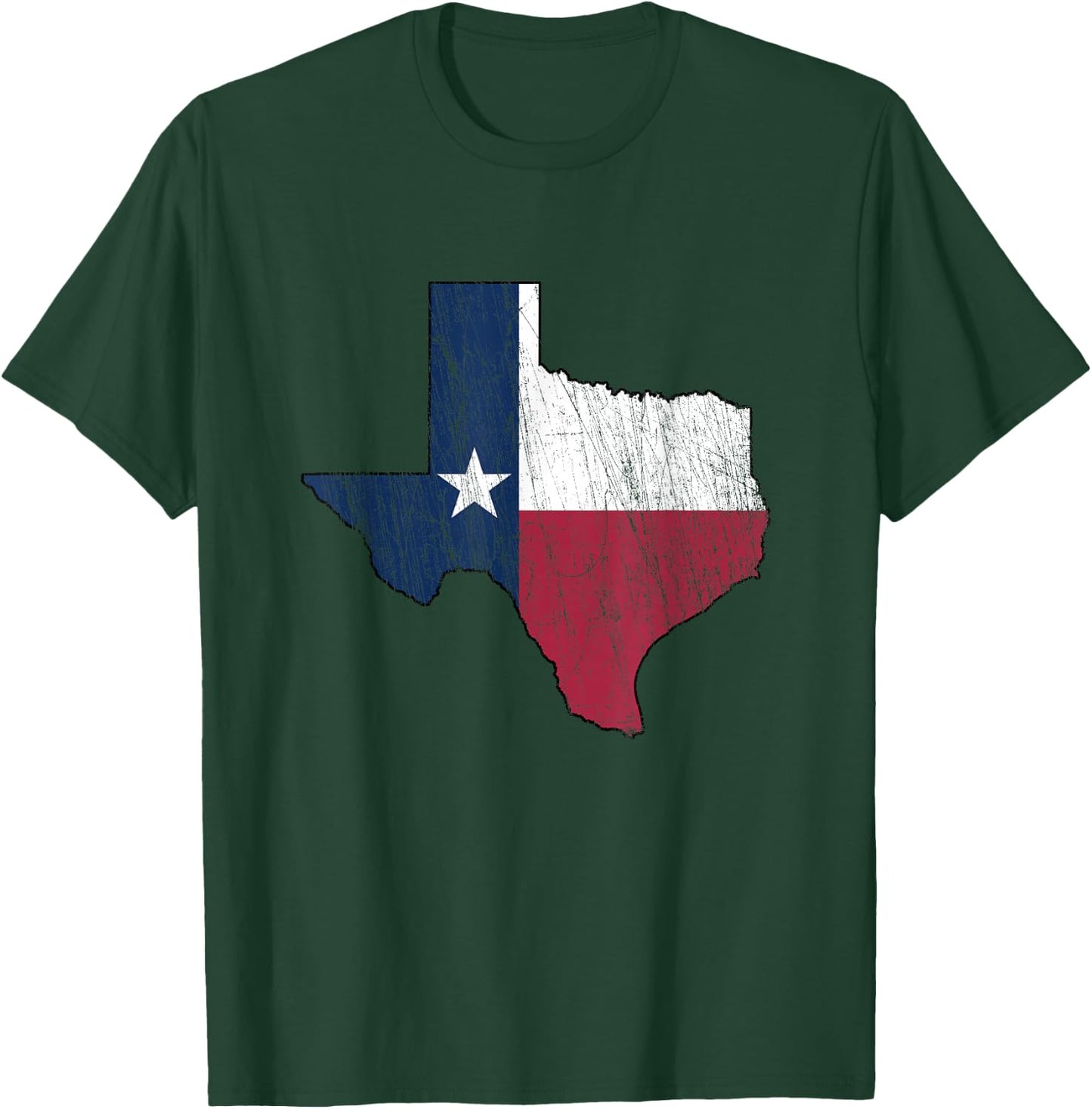 Texas Map - Worn/Distressed Design - Flag of Texas T-Shirt - T-Shirt | Forest