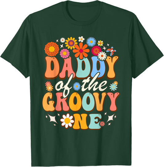 Daddy of Groovy One Matching Family First Birthday Party T-Shirt - T-Shirt | Forest
