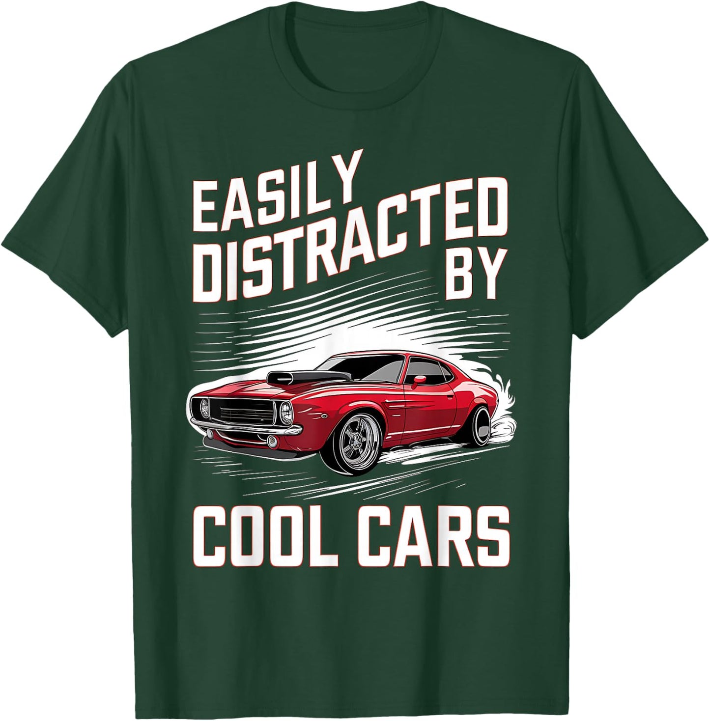 Boys Vintage Muscle Car Easily Distracted by Cool Cars T-Shirt - T-Shirt | Forest