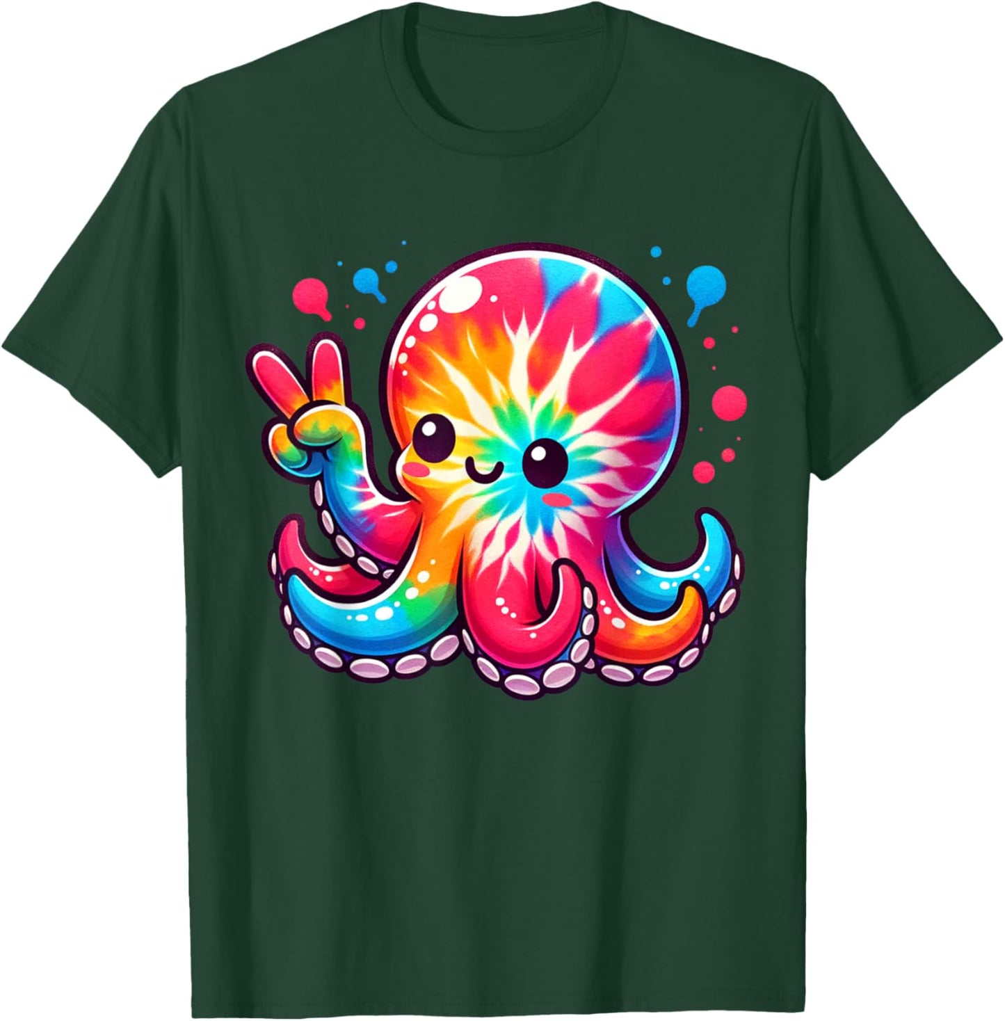Cute Tie-Dye Octopus Peace Sign Hippie - Cute Octopus Love T-Shirt - T-Shirt | Forest