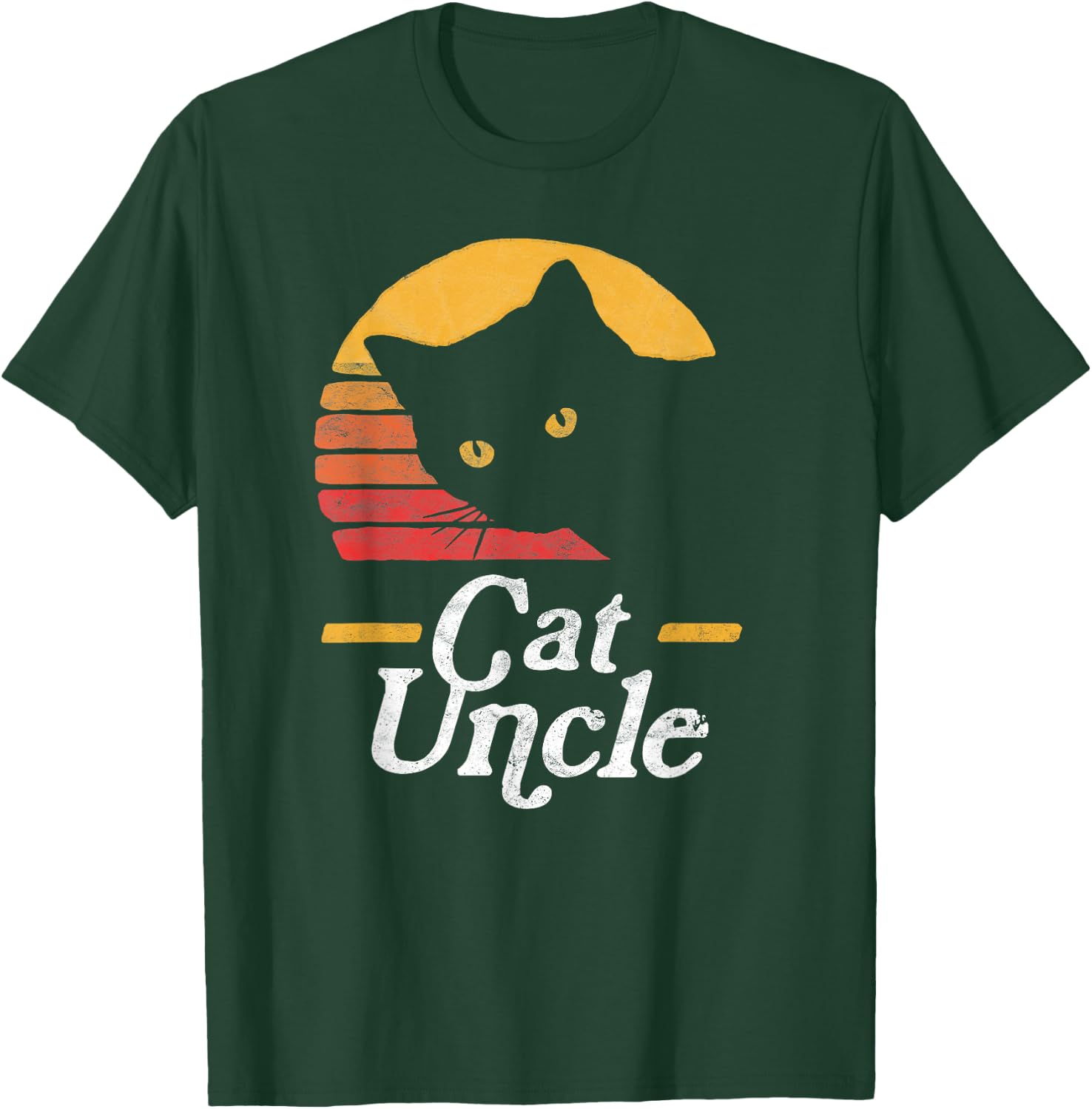 Cat Uncle Vintage 80s Style Cat Retro Distressed T-Shirt - T-Shirt | Forest