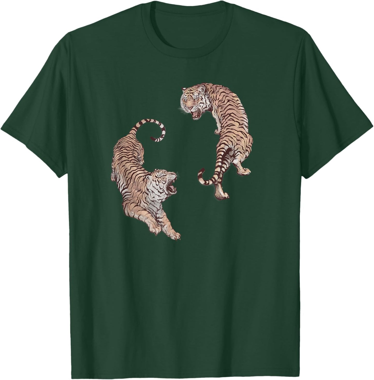 Vintage Tiger Graphic, Chinese Tiger Aesthetic, Yin and Yang T-Shirt - T-Shirt | Forest