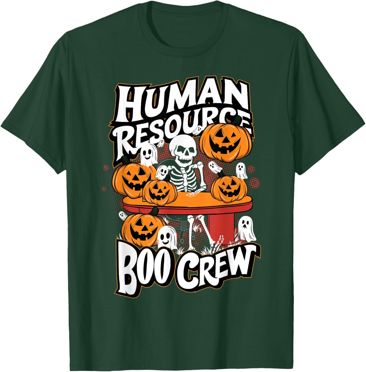HR Boo Crew Halloween Ghost Trick Treat Squad Team T-Shirt - T-Shirt | Forest