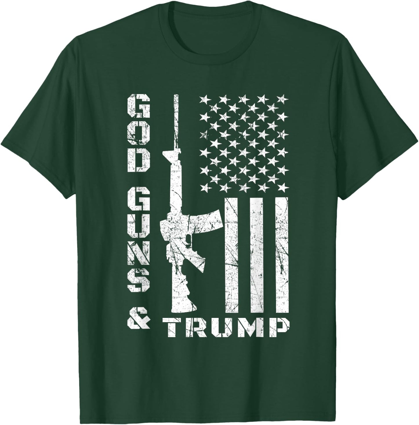 God Guns And Trump Shirt 2nd Amendment Flag AR15 T-Shirt - T-Shirt | Forest