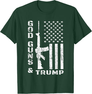 God Guns And Trump Shirt 2nd Amendment Flag AR15 T-Shirt - T-Shirt | Forest