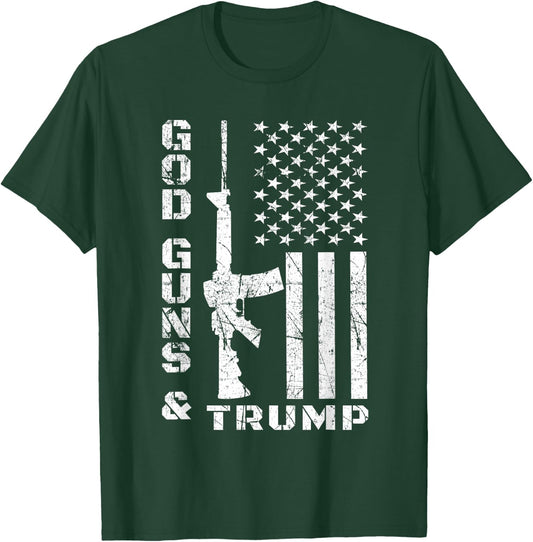 God Guns And Trump Shirt 2nd Amendment Flag AR15 T-Shirt - T-Shirt | Forest