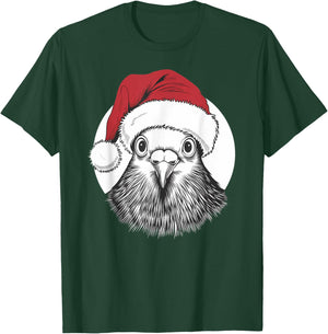 Joyful Pigeon Santa on Pigeon Christmas T-Shirt - T-Shirt | Forest