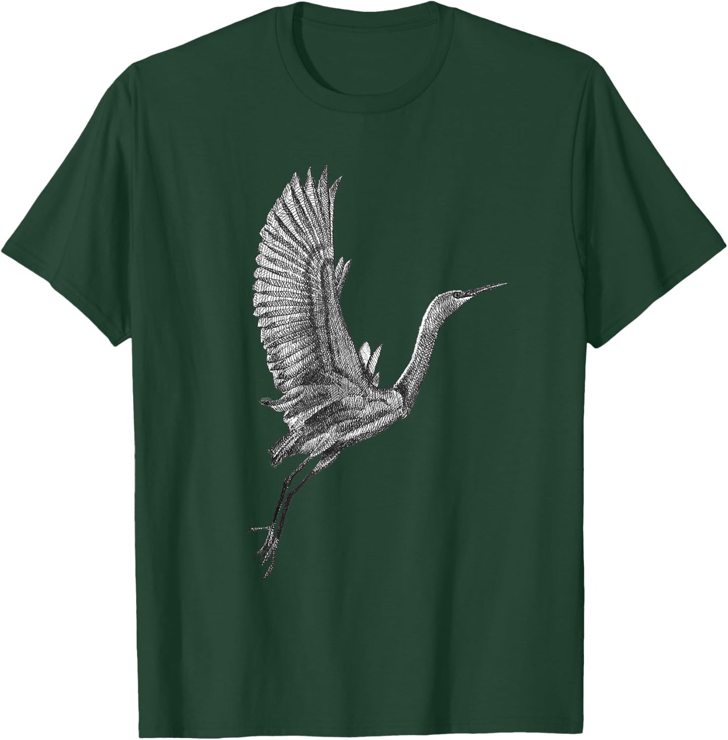 Tai Chi White Flying Crane Qi Gong Illustration T-Shirt - T-Shirt | Forest