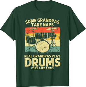 Funny Drummer Art For Grandpa Men Drumline Drumming Drummer T-Shirt - T-Shirt | Forest