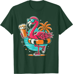 Flamingo Beer Drinking Beach Summer Swimming Women T-Shirt - T-Shirt | Forest