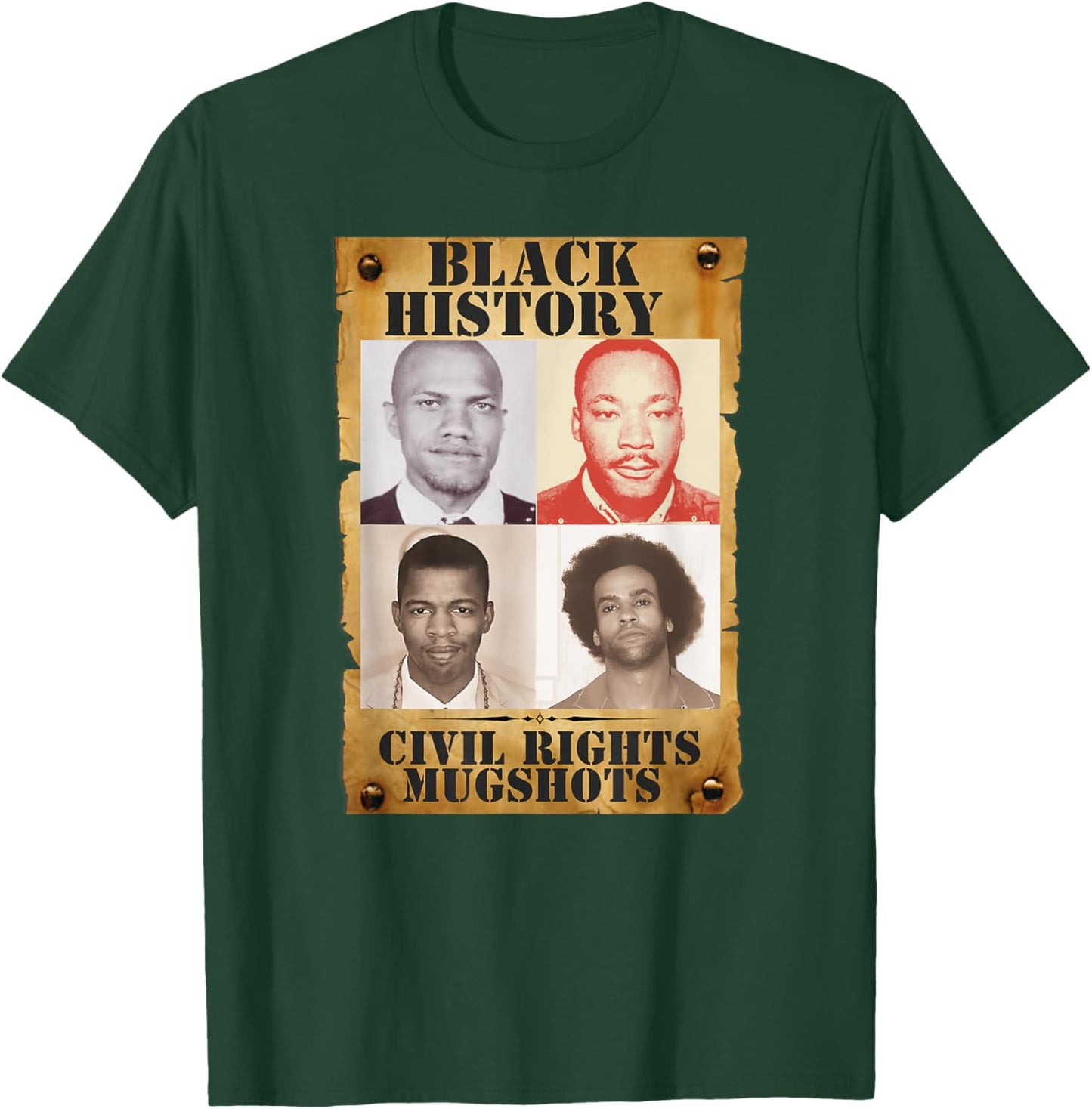 Black History Month Authentic Civil Rights Mugshots Design T-Shirt - T-Shirt | Forest