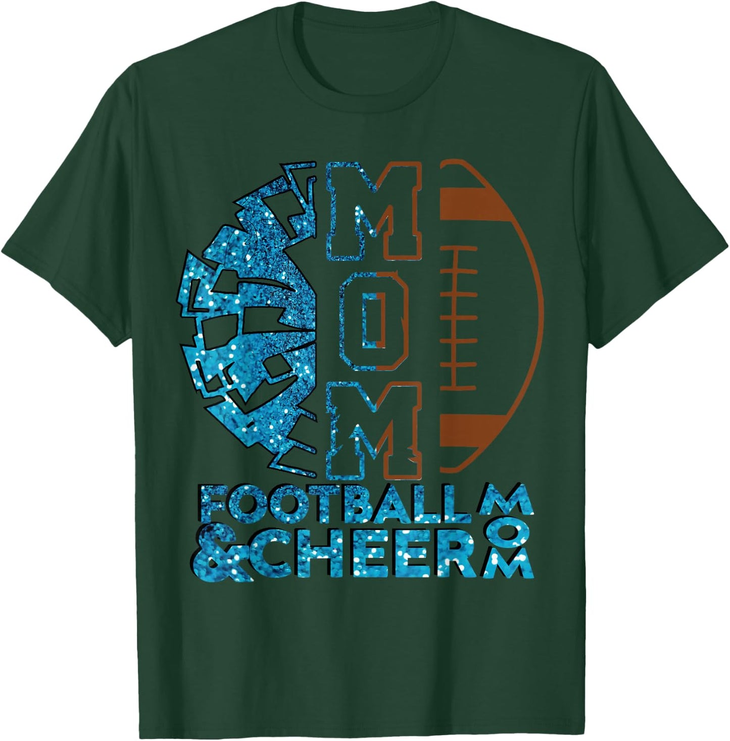 Cheer Football Cheerleading Mom Of Both Messy Bun Bleached T-Shirt - T-Shirt | Forest