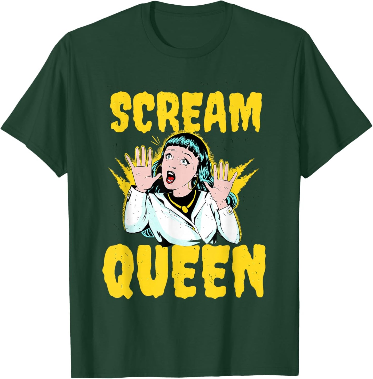 Scream Queen Saying Woman Screaming Cinema Slasher Horror T-Shirt - T-Shirt | Forest