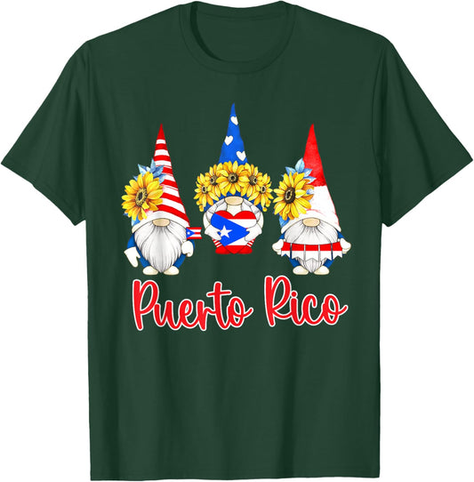 Hispanic Heritage Month Decorations Puerto Rico Gnomes T-Shirt - T-Shirt | Forest