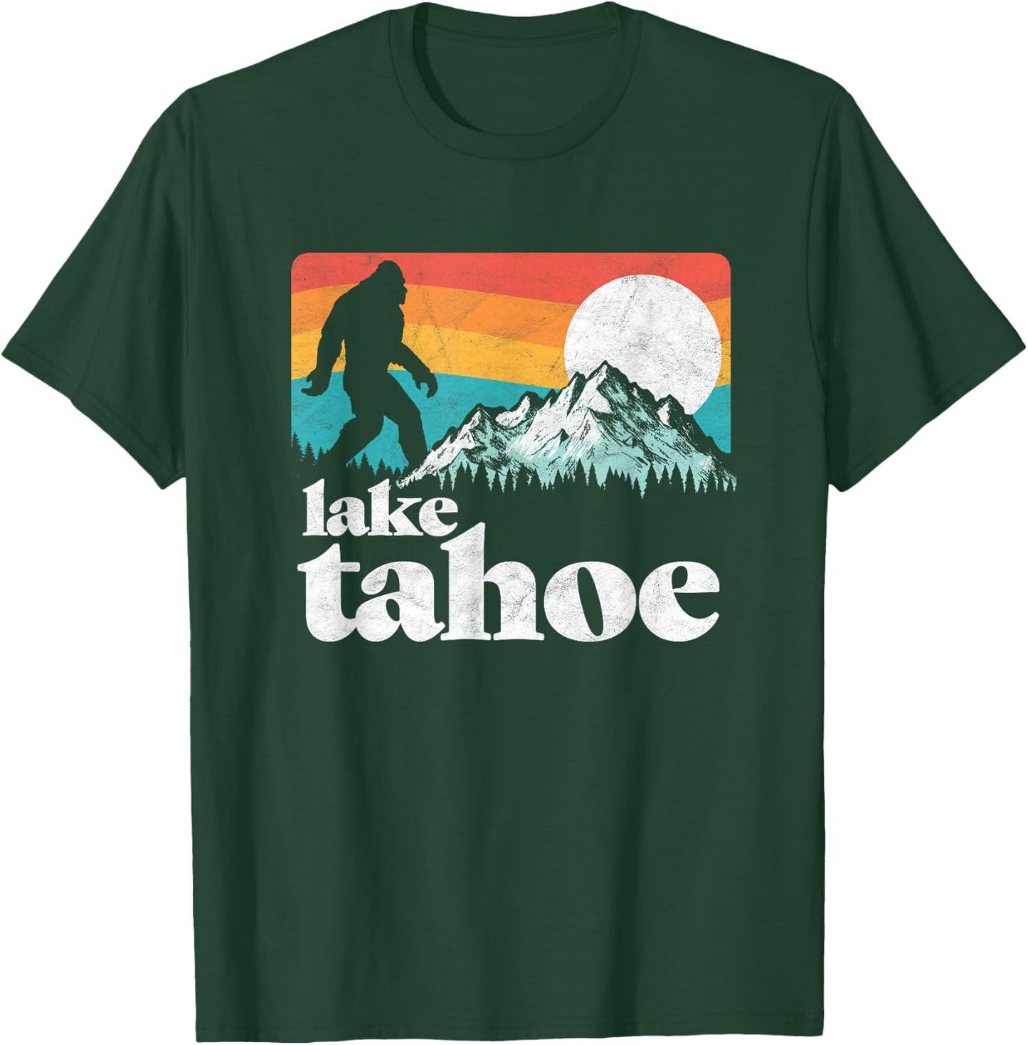 Lake Tahoe Retro Bigfoot Mountains Vintage Graphic T-Shirt - T-Shirt | Forest