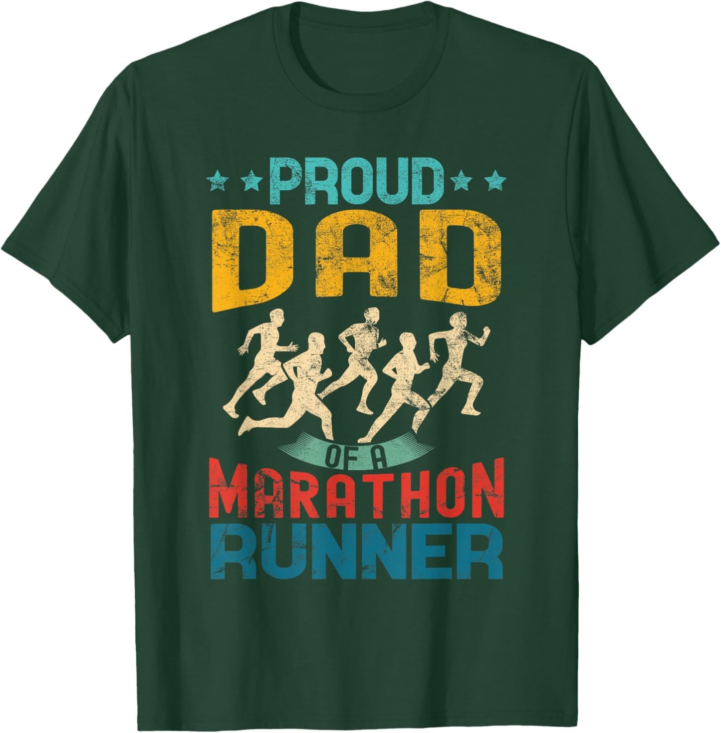 Proud dad of a marathon runner dad gifts vintage distressed T-Shirt - T-Shirt | Forest