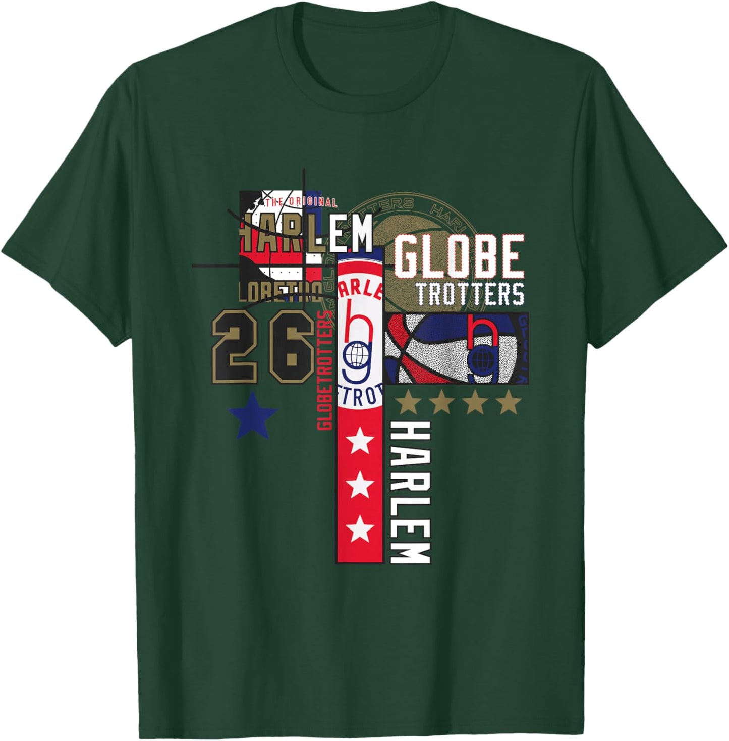 Harlem Globetrotters Logo Trickshot Masters Basketball Fan T-Shirt - T-Shirt | Forest
