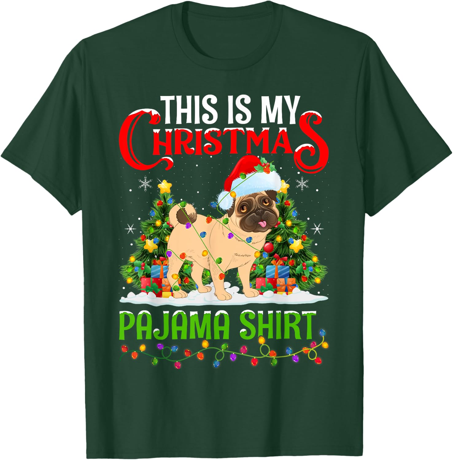 English Mastiff Dog Xmas Lights This Is My Christmas Pajama Women Kids T-Shirt - T-Shirt | Forest