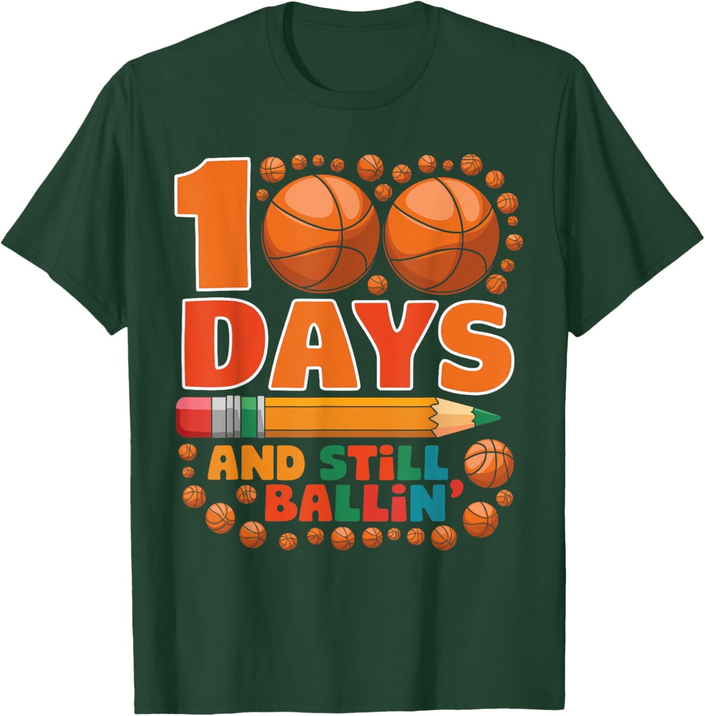 100 Days Of School 100th Day Of School Basketball Kids Boys T-Shirt - T-Shirt | Forest