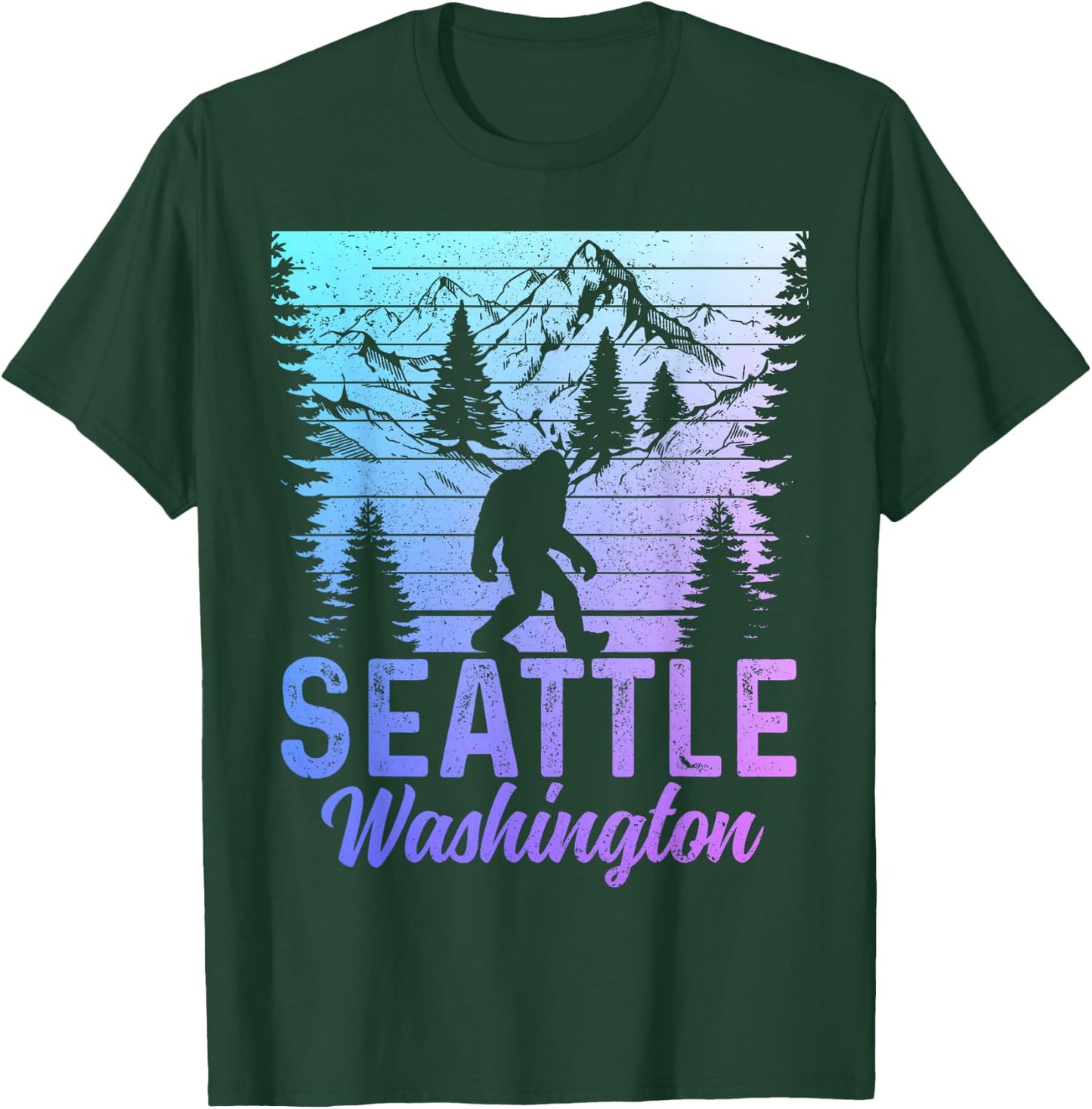 Seattle Washington PNW Bigfoot Vintage Pacific Northwest T-Shirt - T-Shirt | Forest