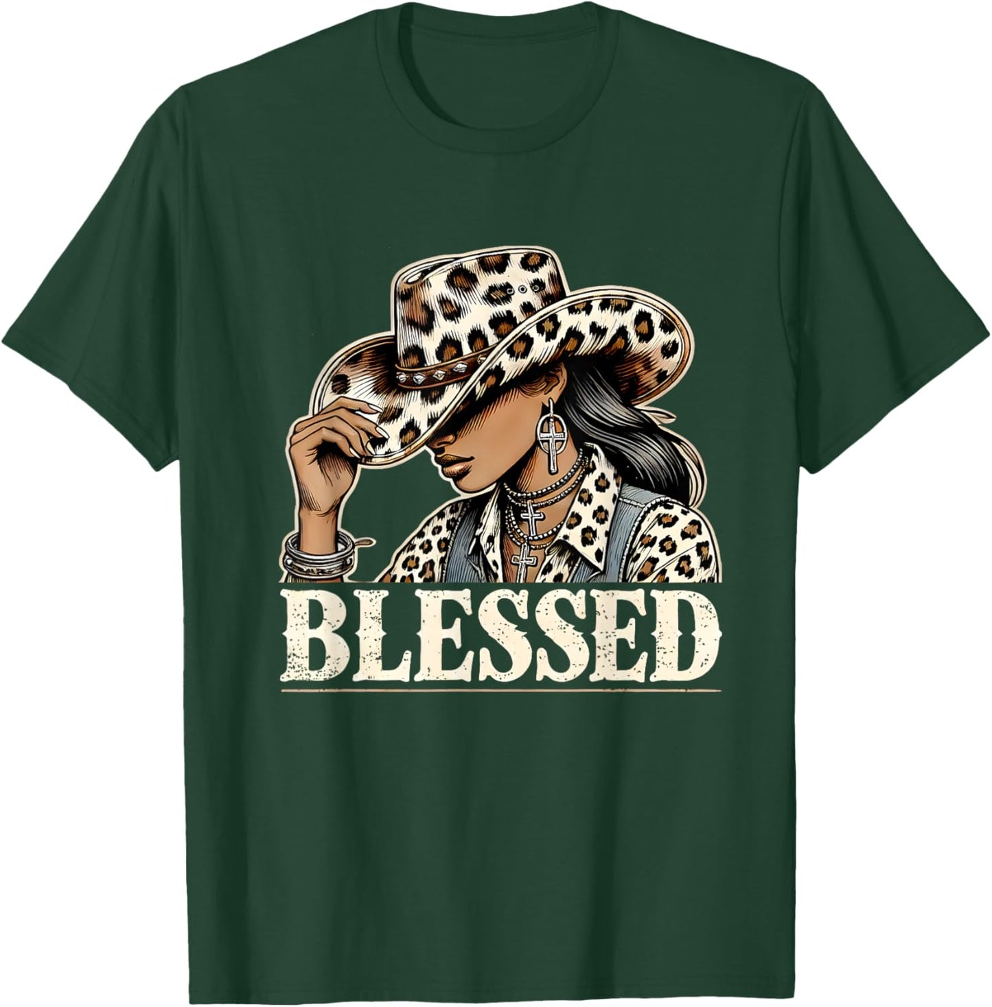 Vintage Cowgirl Black Western Cowgirl African Christian T-Shirt - T-Shirt | Forest