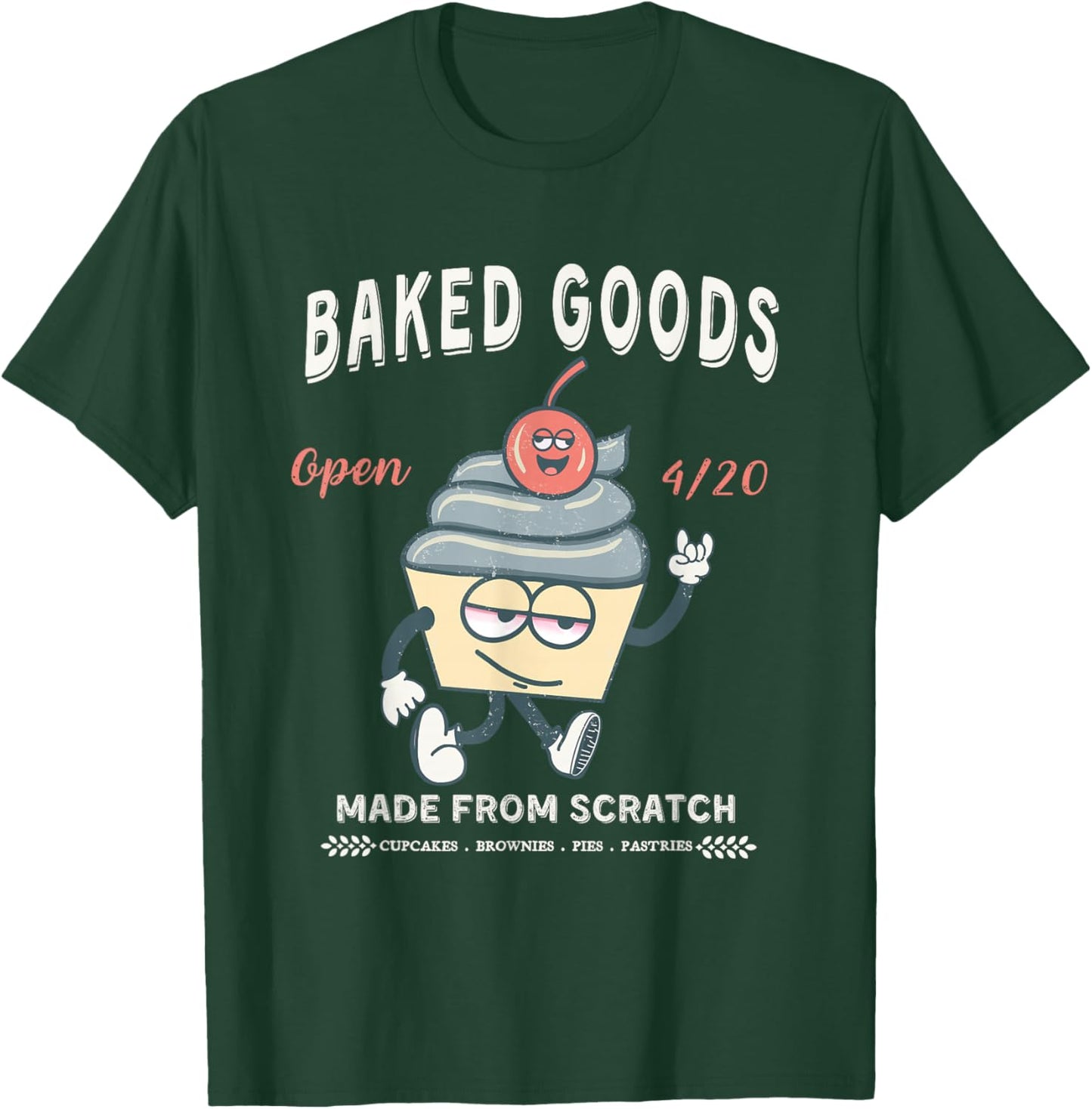 Funny 420 Handmade Retro Vintage Happy Plant Cupcake Design T-Shirt - T-Shirt | Forest