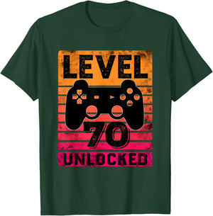 Level 70 Unlocked 70 Year Old Gamer 70th Birthday Gaming T-Shirt - T-Shirt | Forest