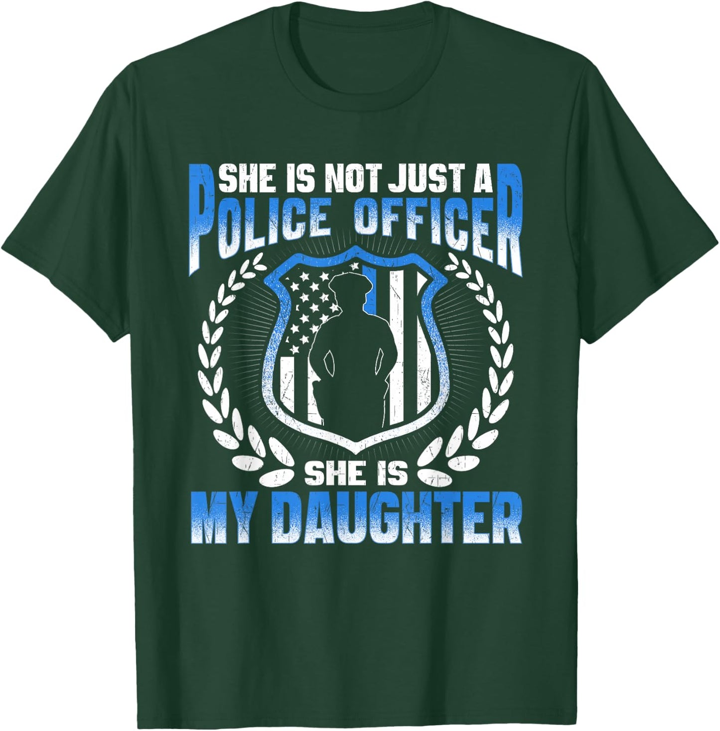 My Daughter Is A Brave Police Officer - Proud Police Mom Dad T-Shirt - T-Shirt | Forest