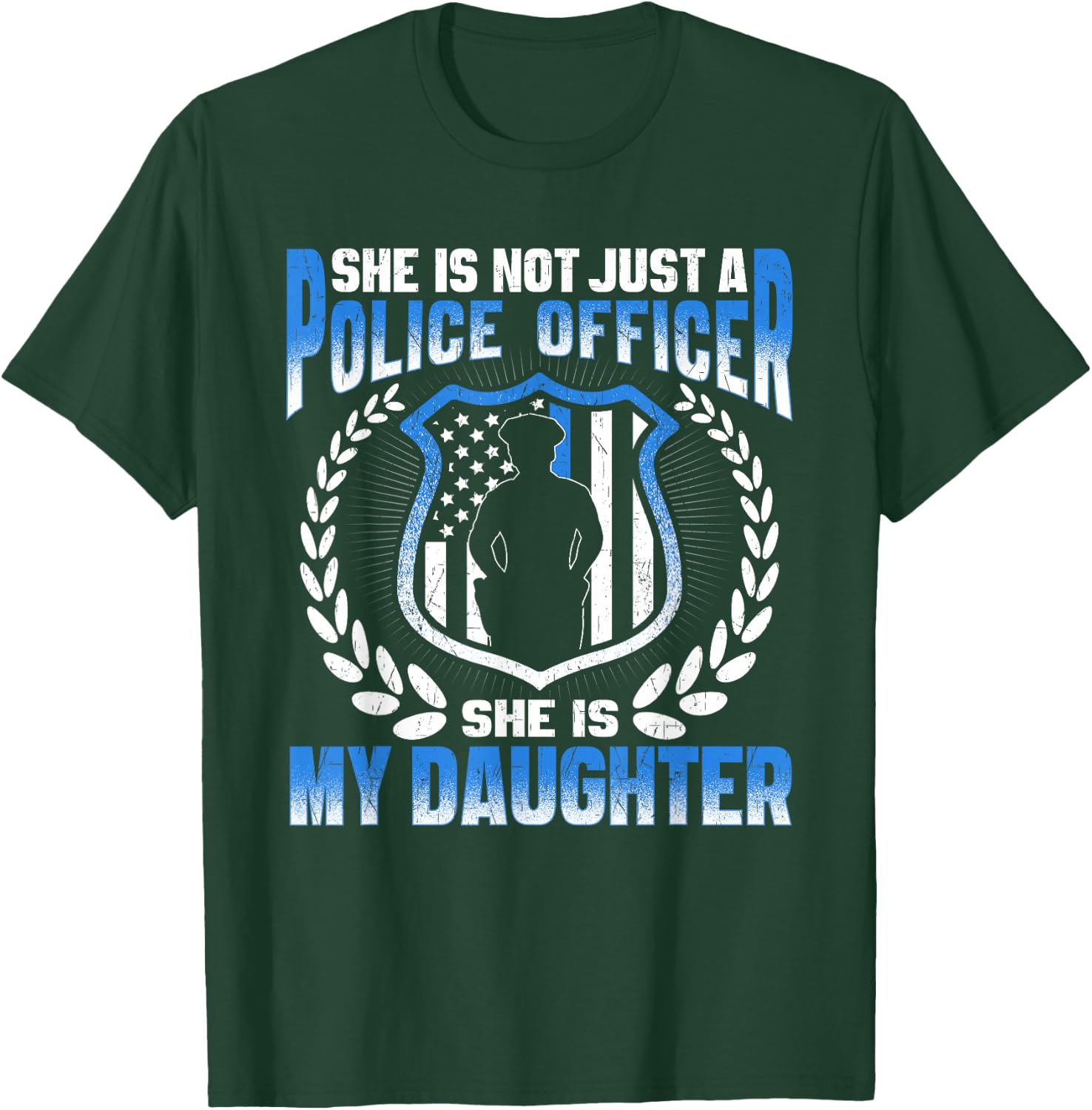 My Daughter Is A Brave Police Officer - Proud Police Mom Dad T-Shirt - T-Shirt | Forest