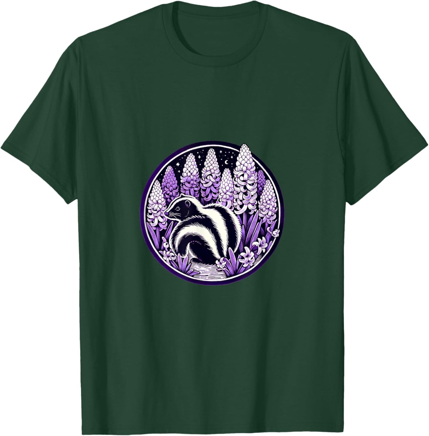 Cute Pet Skunk Art Purple Hyacinth Spring T-Shirt - T-Shirt | Forest