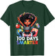100th Day of School Afro Girls Messy Bun Hair Funny Girls T-Shirt - T-Shirt | Forest