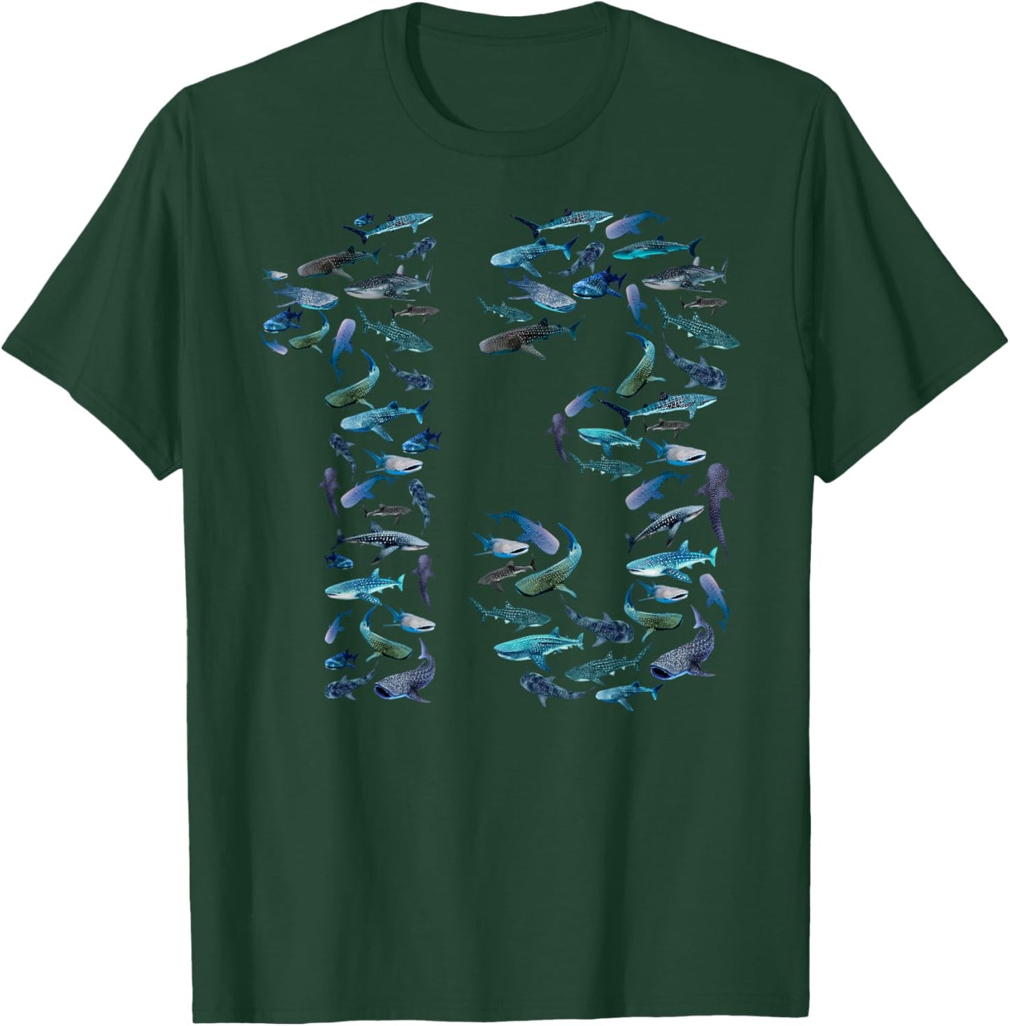 13th Birthday Boy & Girl Thirteen-Year-Old Fish Whale Shark T-Shirt - T-Shirt | Forest