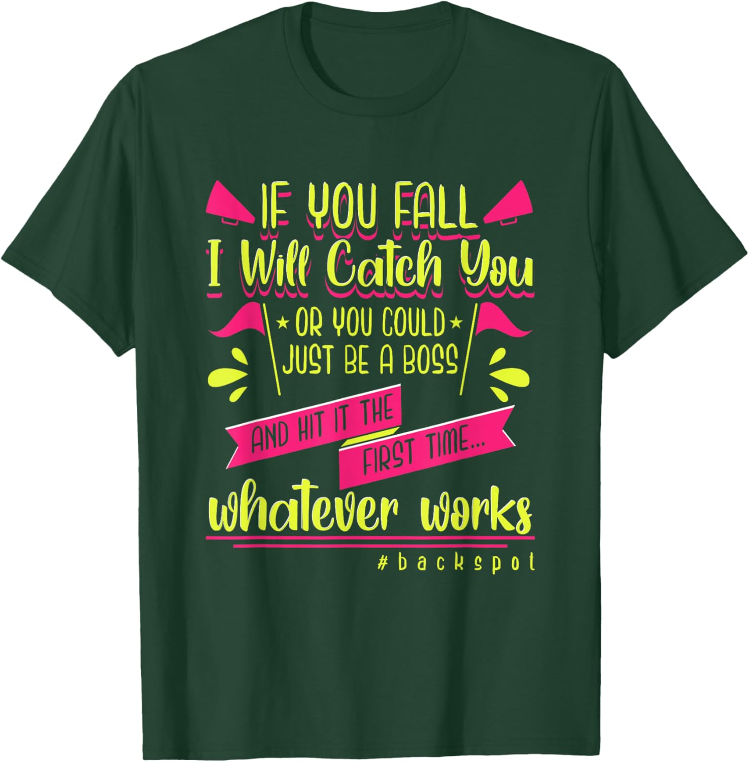 Cheerleading Cheerleader Funny Quote Backspot Cheer Sports T-Shirt - T-Shirt | Forest