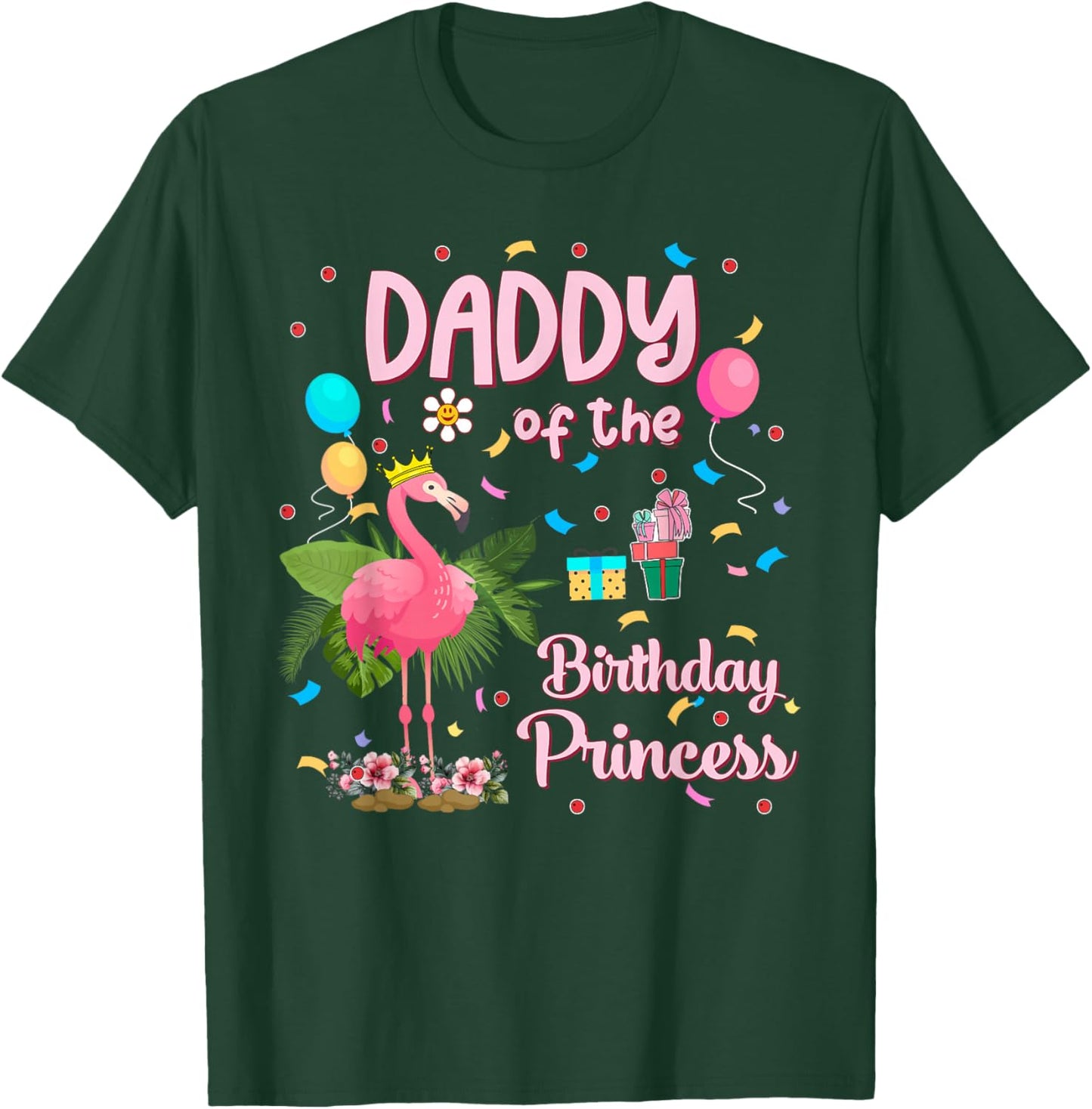 Daddy of the Birthday Princess Pink Flamingo Party Squad T-Shirt - T-Shirt | Forest