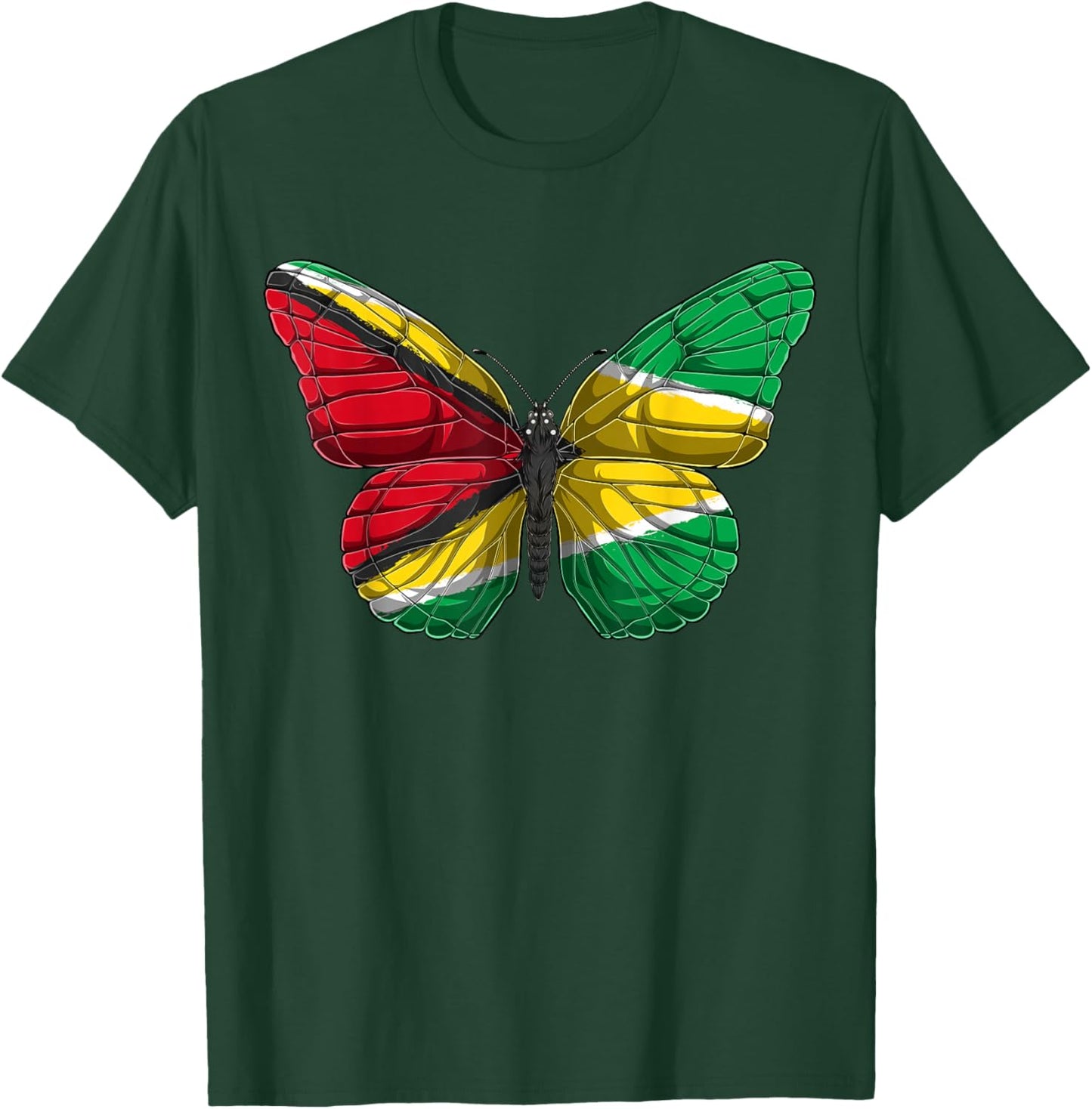 Guyana Butterfly Shirt Patriotic Guyanese Flag T-Shirt - T-Shirt | Forest