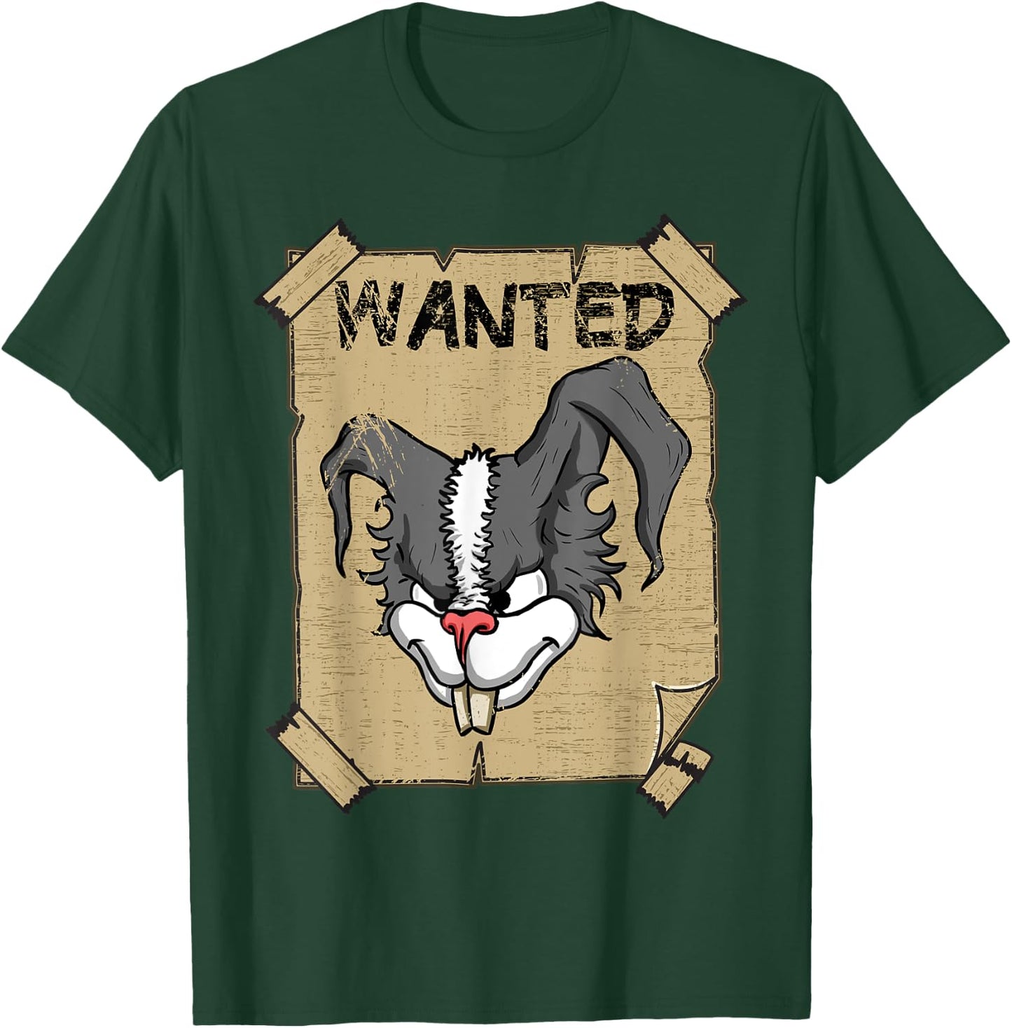 Funny Wanted Bad Rabbit Retro Wanted Poster Angry Bunny T-Shirt - T-Shirt | Forest