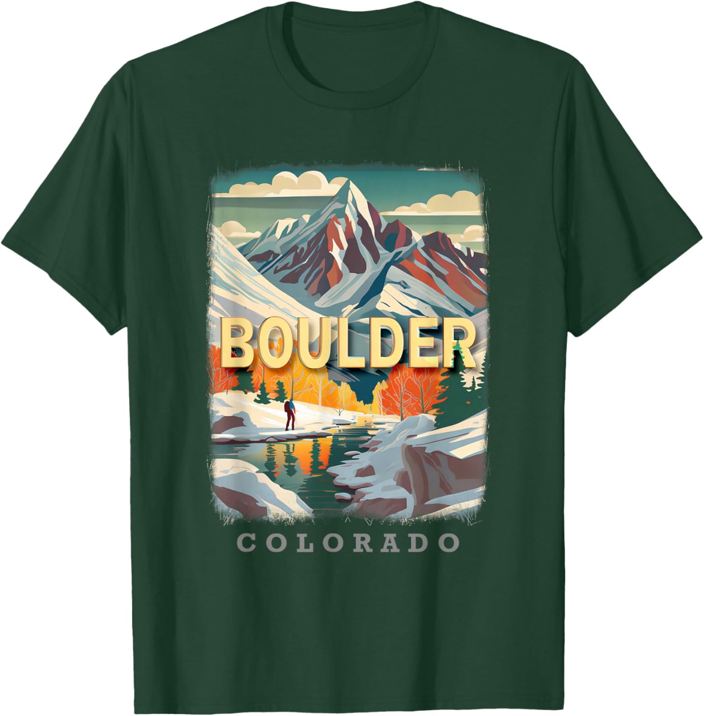 Boulder Colorado CO Rocky Mountain Majesty SD099 T-Shirt - T-Shirt | Forest