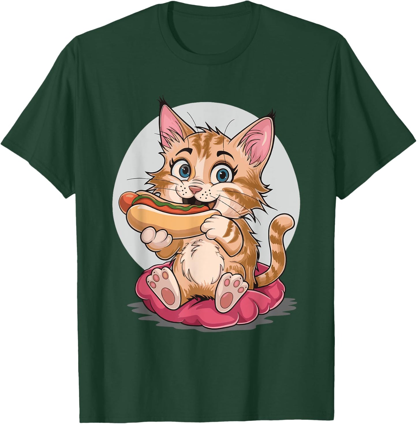 Cat Eating Hot Dog Women T-Shirt - T-Shirt | Forest