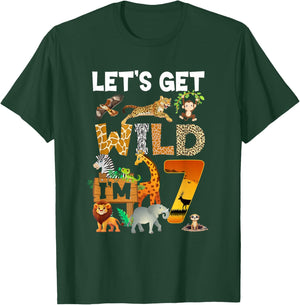 7 Year Old Zoo Birthday Safari Jungle Animal 7Th Bday T-Shirt - T-Shirt | Forest